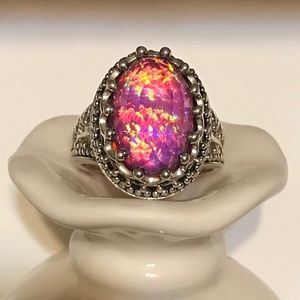 Sajen Faceted Fire Opal Quartz Gemstone Ring